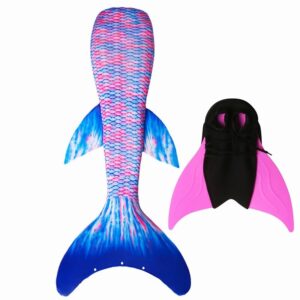 queue-de-sirene-nageoire-bicolore-bleu-rose-enfant-adulte-pour-natation-et-plongee